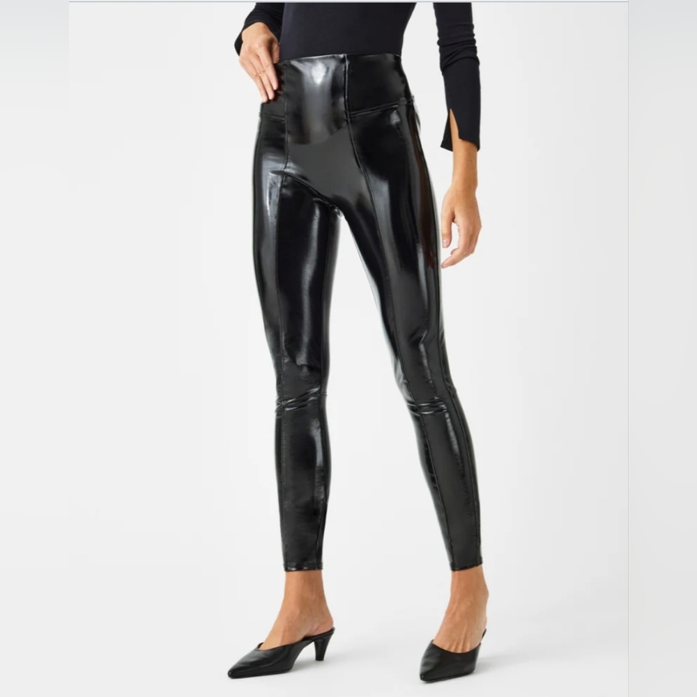 SPANX Shiny Black Leggings - L New with Tags